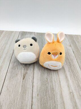 2 Mini Squishmallow Squishville 2" Plush Stuffed Animal Wombat And Kangaroo